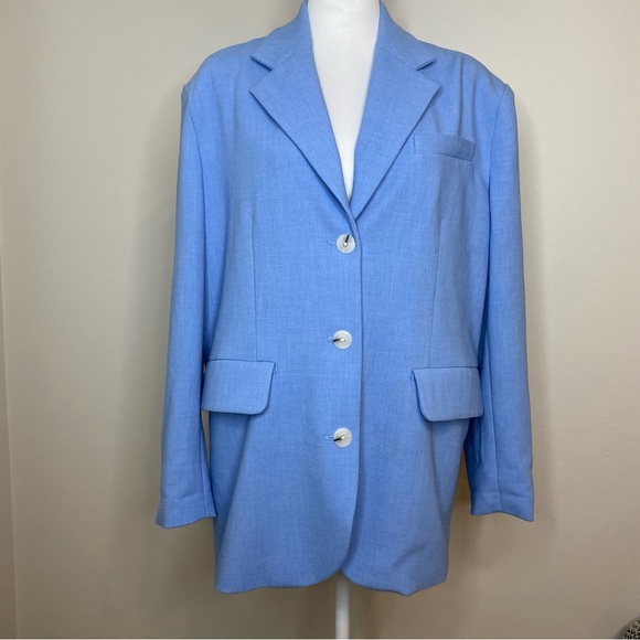 Anthropologie Maeve Oversized Blue Blazer Shoulder Pad Size XS/S - Picture 5 of 16